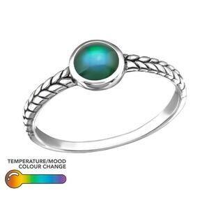 Sterling Silver Color Changing Mood Ring 7mm Stone Sizes 6-8